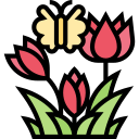 Papillon et fleurs colorées